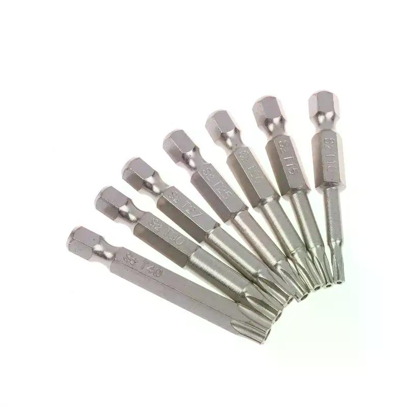 S2 Magnetic Star Screw Driver 5 Point Screwdriver Bits 50mm 1/4" Hex Shank T10 T15 T20 T25 T27 T30 T40 7 Pcs