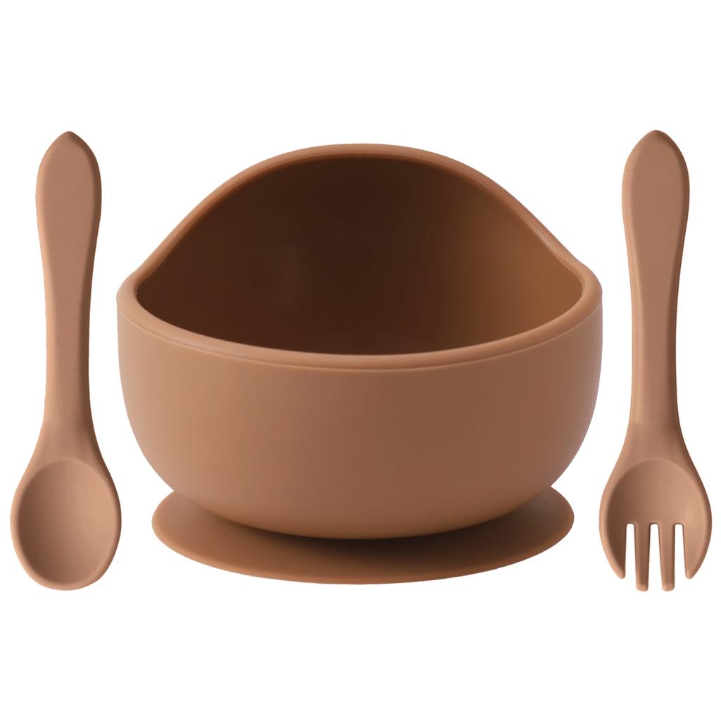 Color Kids 3-delat Silikon Baby Matset Sugskål BPA-fri Småbarn Självmatning Träningssked Gaffel Porslin Gåvor