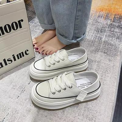 Printemps et Automne nouvelles chaussures à semelle compensée polyvalentes à double usage petites chaussures blanches chaussures simples mode décontractée rétro chaussures pour femmes