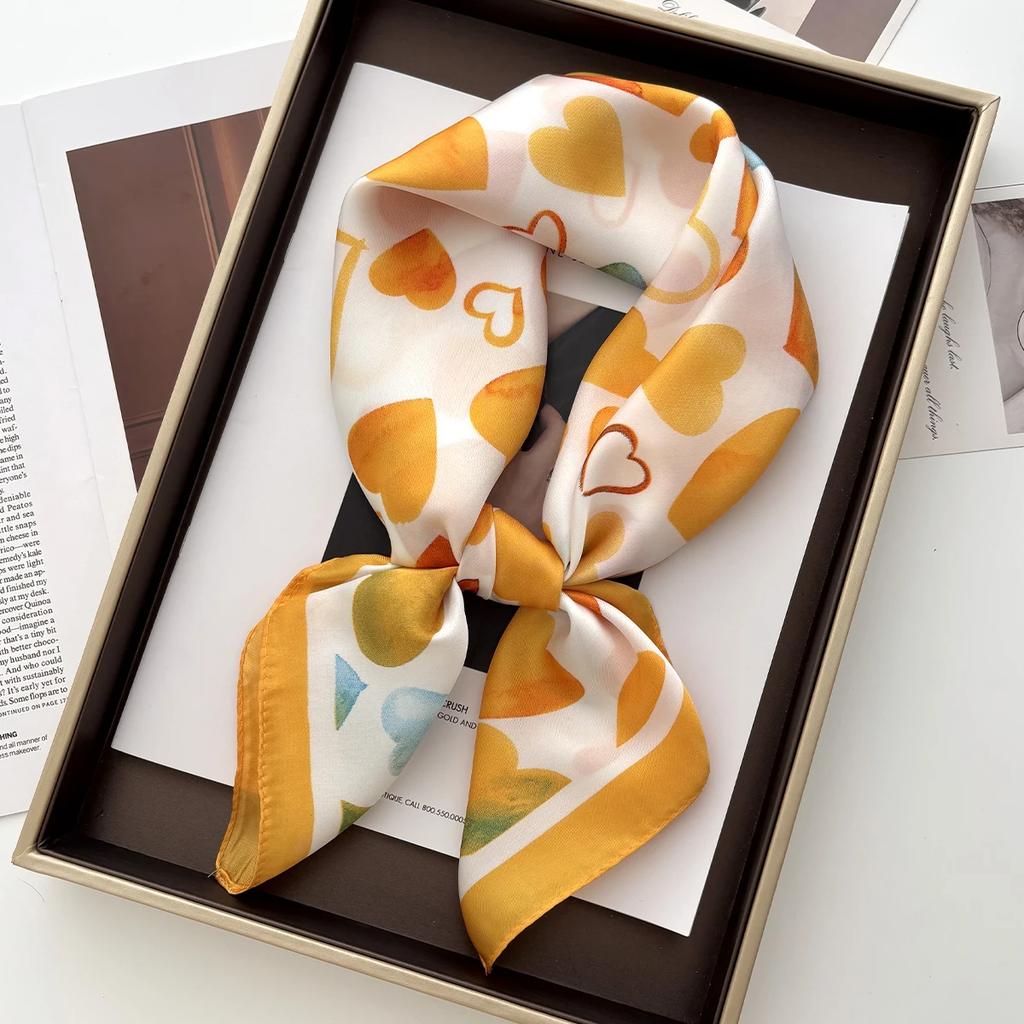 Foulard Quadrato Stampato Morbido Raso di Lusso per Donna Foulard Fascia per Capelli Primaverile Foulard Bandana Echarpe Cravatta Sciarpe