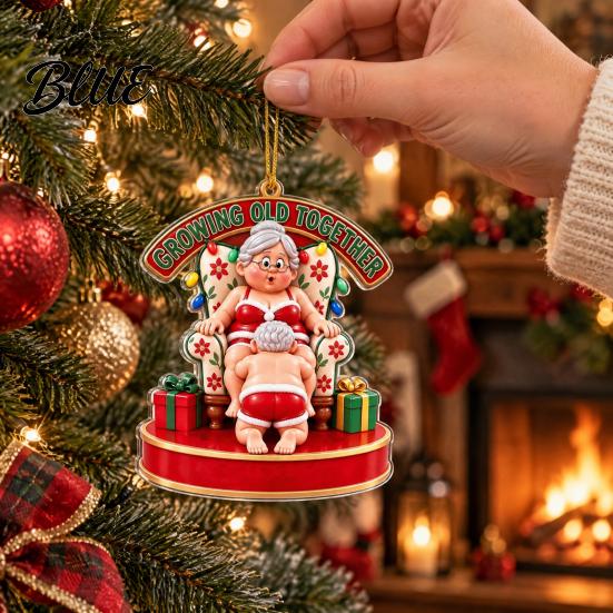 Holiday Party Decor 2D Couple Santa Pattern Hanging Ornament Acrylic Decorative Christmas Tree Accessories Charms with Lanyard Xmas Pendants
