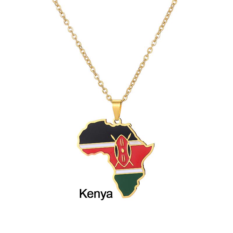 Stainless Steel Africa Map Necklace: Nigeria, Ghana, Somalia Pendant Jewelry