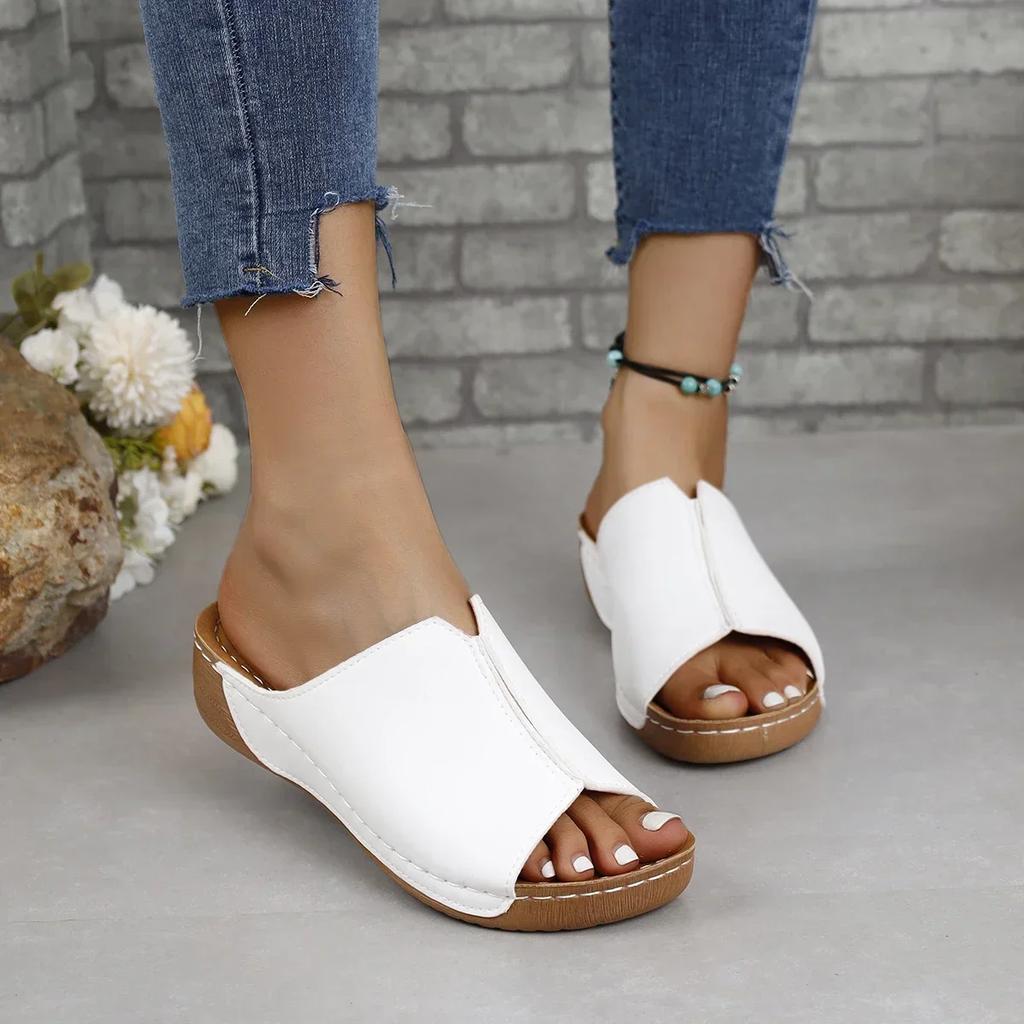 Fashion New Open Toe Women's Wedge Sandals White Summer Fashion Breathable Comfortable Sandals Woman Buckle Female Footwear Woman Shoes