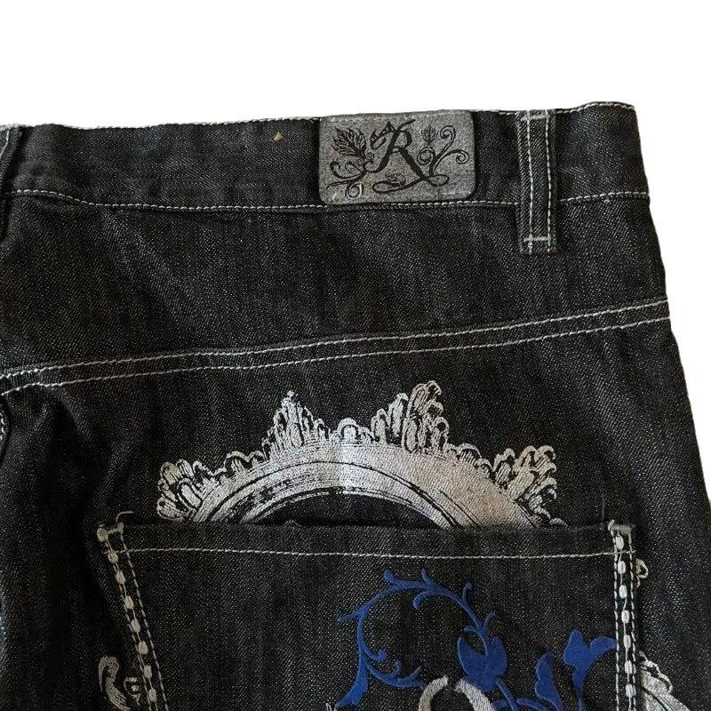 Men's Plus Size Loose Fit Hip-Hop Skateboard Jeans - Versatile Straight-Leg Wide-Leg Pants