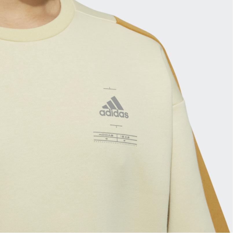 Adidas Logo Print Casual Sport Long Sleeve Sweatshirt Men Tops Yellow HN9023