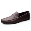 Men's Genuine Leather Slip-On Loafers - Spring/Summer Driving Shoes, Cowhide, Large Sizes Available