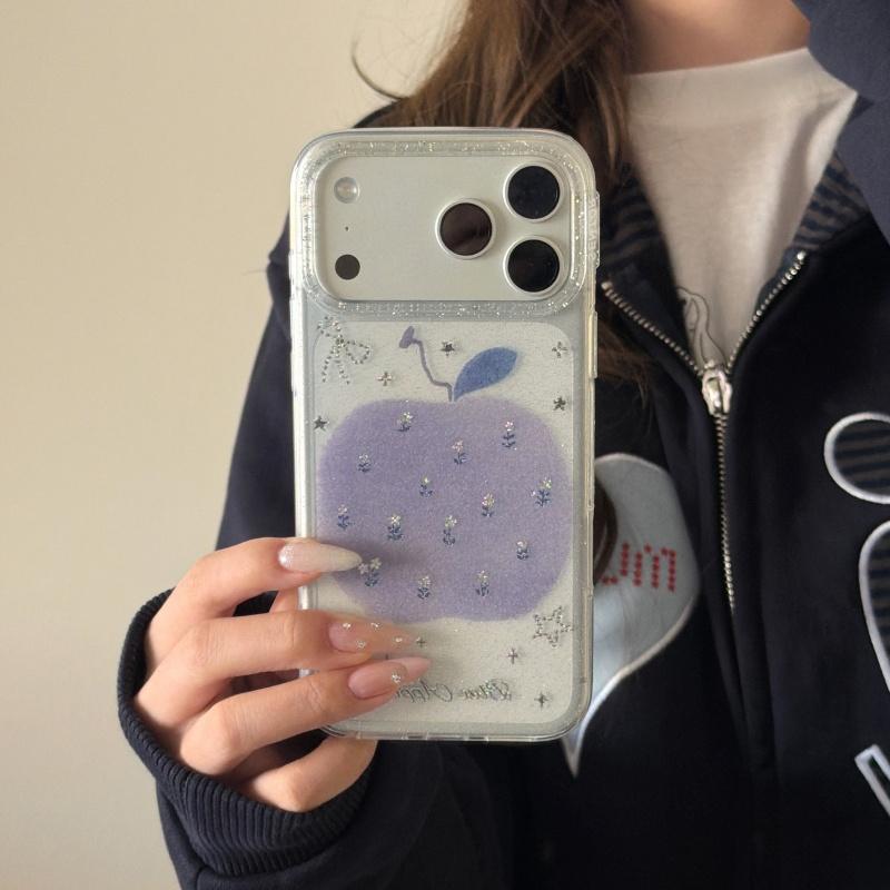 

Korean Clear Glitter Cute Avocado Phone Cover For Apple iPhone 17 Pro 16 15 14 Pro Max Case Fashion Shockproof Lovely Cases Fund iPhone 14