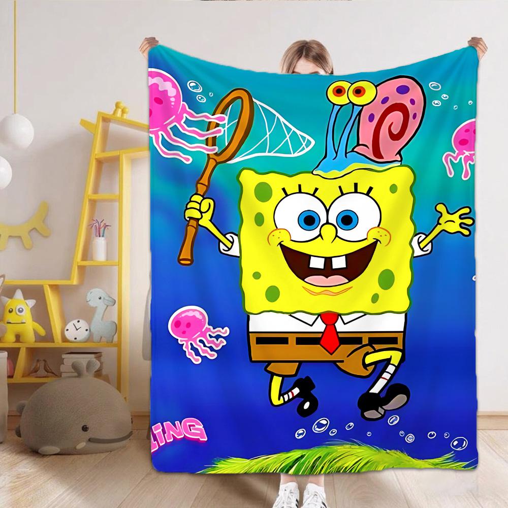 Throw Blankets for Beds Kawaii S-Spongebob All year Blanket Bedspread on the Bed Bedspreads and Coverlets Camping Anime Sofa Nap