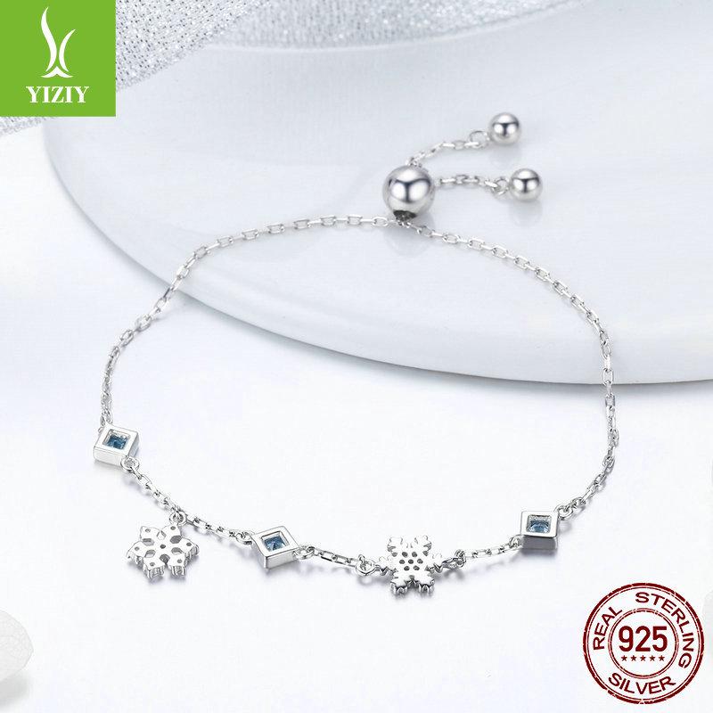 Yinziyun Snowflake Rhinestone S925 Silver Winter Bracelet - Christmas Jewelry
