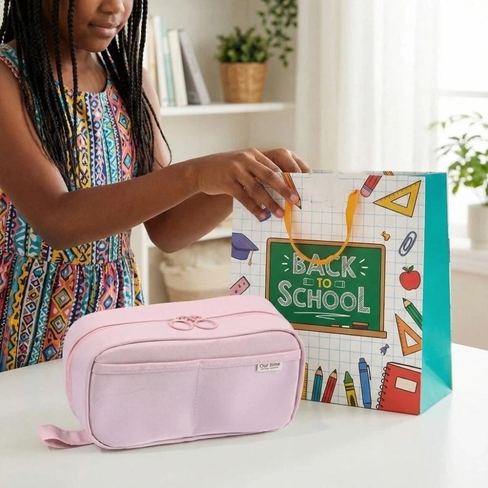 Large Capacity Students Stationery Bag Multi-functional Makeup Bag Simple Pen Organizer School