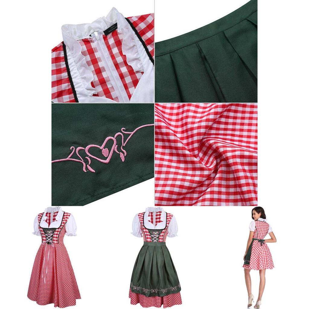 Elegant Women Oktoberfest Dress With Bavarian Dirndl Costume And Puff Sleeves