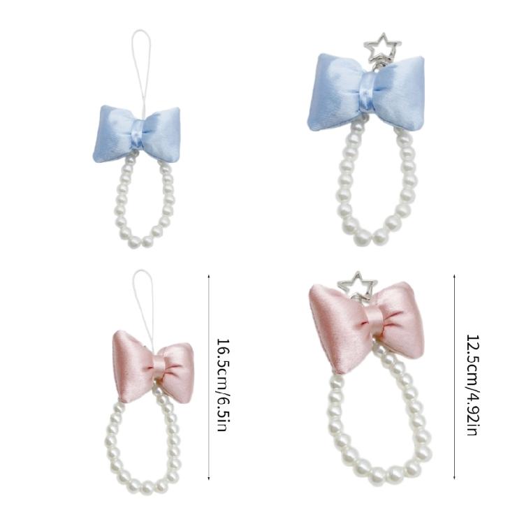 Cute Bowknot Keychain Pendant Fashionable Beaded Phone Charm for Case Decoration