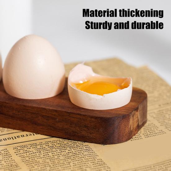 Wooden Egg Holder Rustic Egg Tray 4 or 6 Slots Countertop Egg Organizer for Kitchen Refrigerator Dining Table