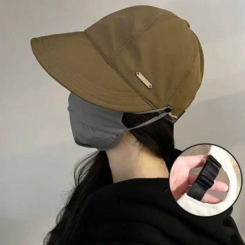 

New women s hat summer sun protection big eaves empty top beach face covering bucket hat ultraviolet sun hat sun hat One size fits all