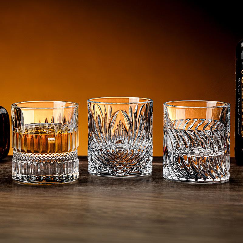 2pcs Sets Cocktail Glass Thick Bottomed Wine Glass Whiskey Glass Creative Ice Hockey Cup Coffee Mug Drinking Glasses Party Tools