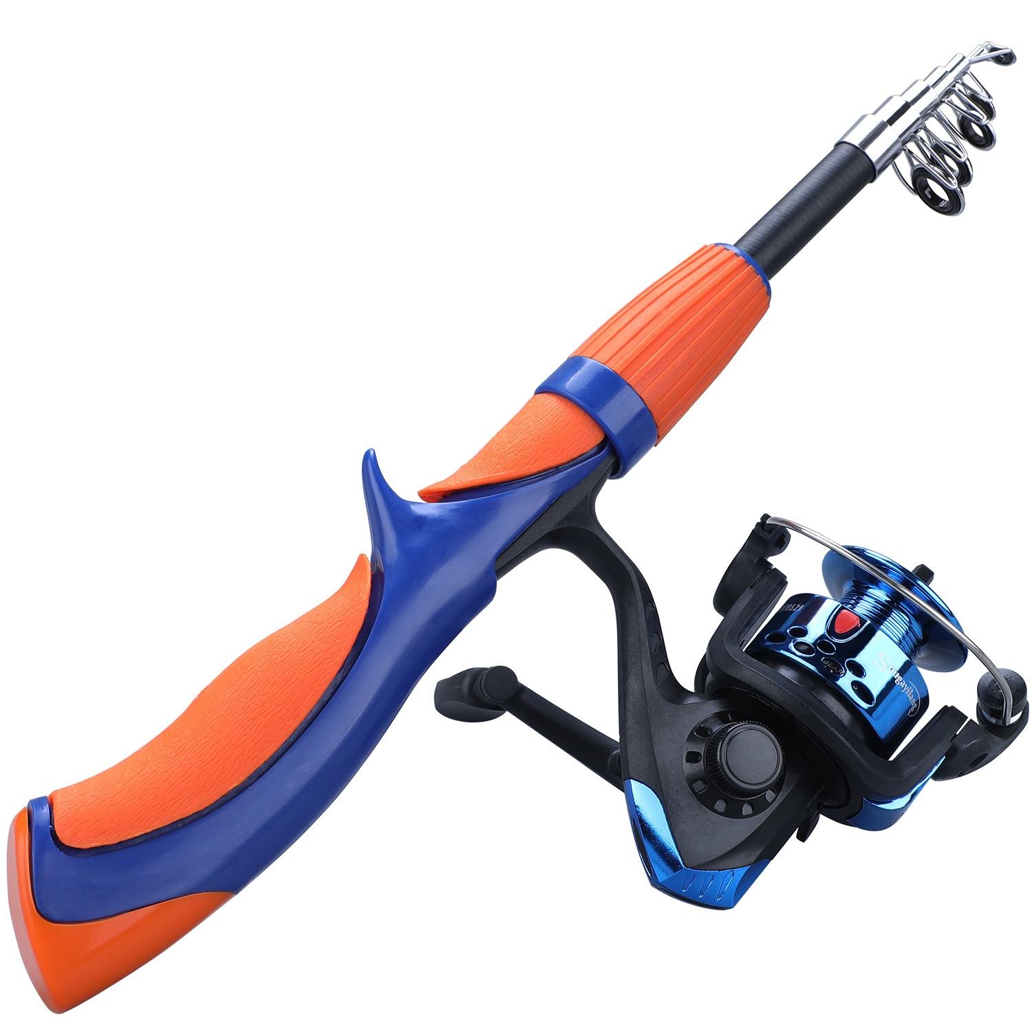 

Набор удочек и катушек, дорожная телескопическая удочка из углеродного волокна, синяя, красная, спиннинговая рыболовная катушка Fishing Rod&Reel синий