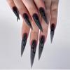 24Pcs Long Almond Stiletto Fake Nails Silver Base Ivy Design Press On Nail Tips Simple Wearable Stick On Manicure