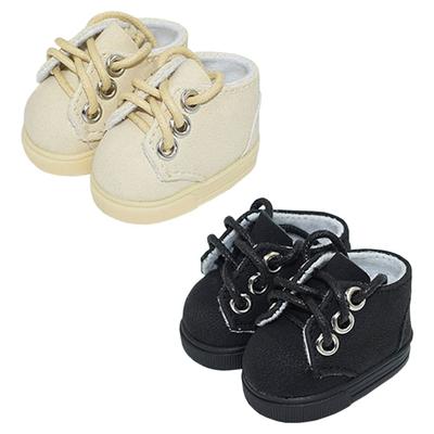 Niannyyhouse 15cm Plüschtier - Lederschuhe - Baumwollpuppen-Schuhe - Schuhlänge 4,2cm - Anziehpuppen-Zubehör (beige + schwarz)