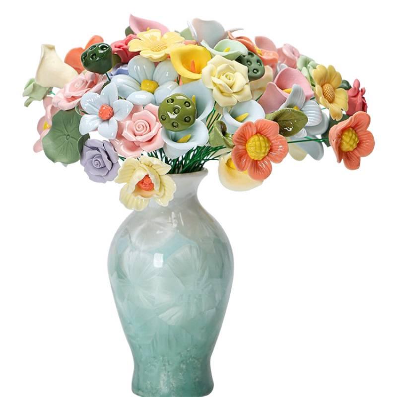 Traditional Jingdezhen Peony Ceramic Vase - Eternal Flower Simulation Decoration