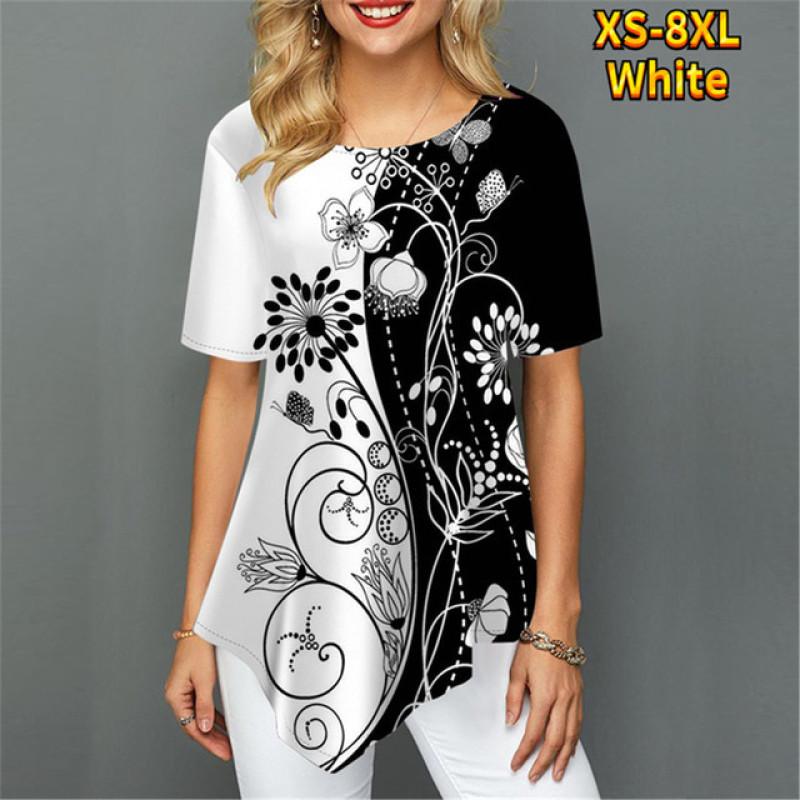 Женская футболка с нерегулярным цветком и цифровым 3D принтом — фото 16