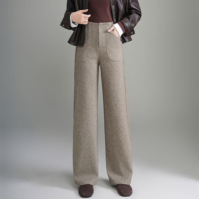 

Women s High Waist Cashmere Wool Pants - 2025 Autumn/Winter Fashion, Versatile Loose Fit, Narrow Straight Wide Leg Design 3XL (140-150 jin)