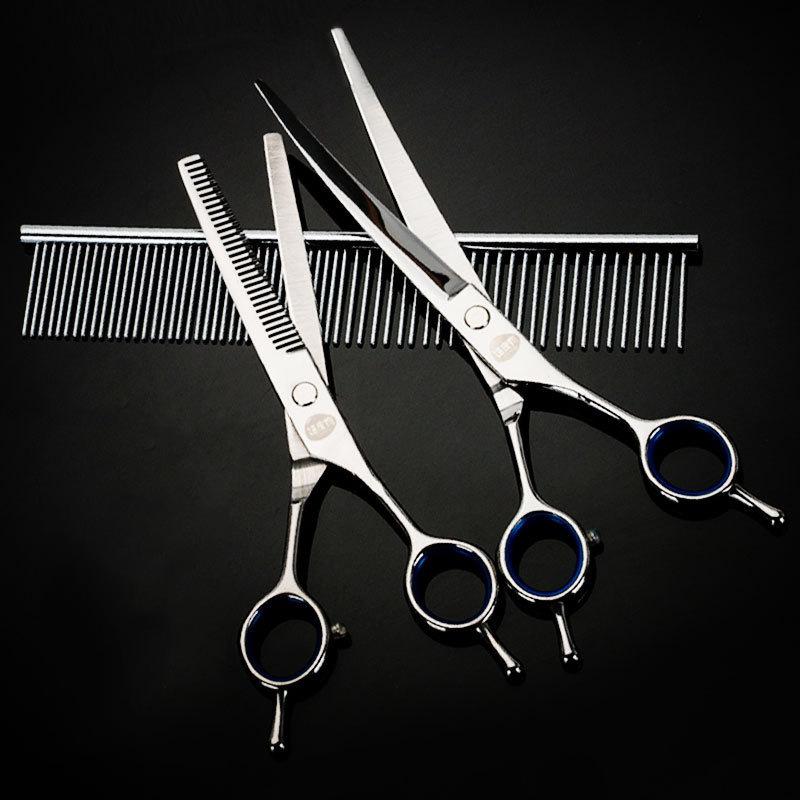 Pet Grooming Scissors Kit Stainless Steel Straight Thinning Shear Non‑jamming Trimming Tool for Dogs Cats