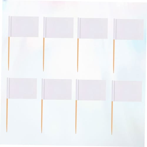 NUOLUX 200pcs Toothpick Flags, White Tags, Cup Flag Labels, Paper Flag Picks, Plant Labels, Toothpicks for Food, Plant Tags, Fruit Cake, White Flags,
