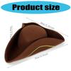 Victorian Pirate Hat With Gold Stitched Soft Lining Tricorn Hat For Costume Parties Vintage Adult Costume Accessory