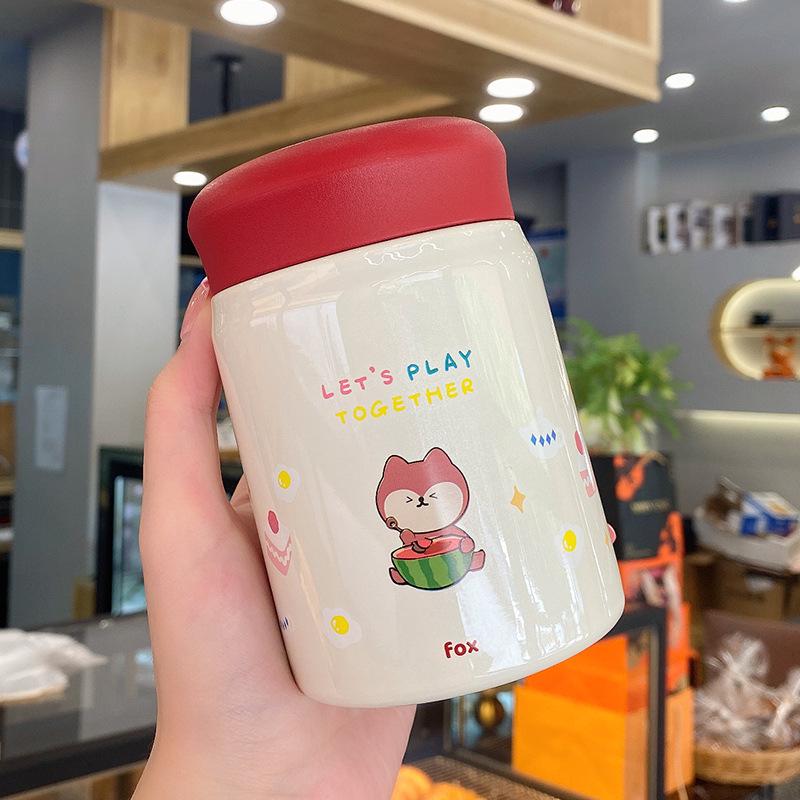 Small Cartoon Stew Cup: Portable, Cute Stainless Steel Insulated Mug for Girls & Students - Perfect for Porridge