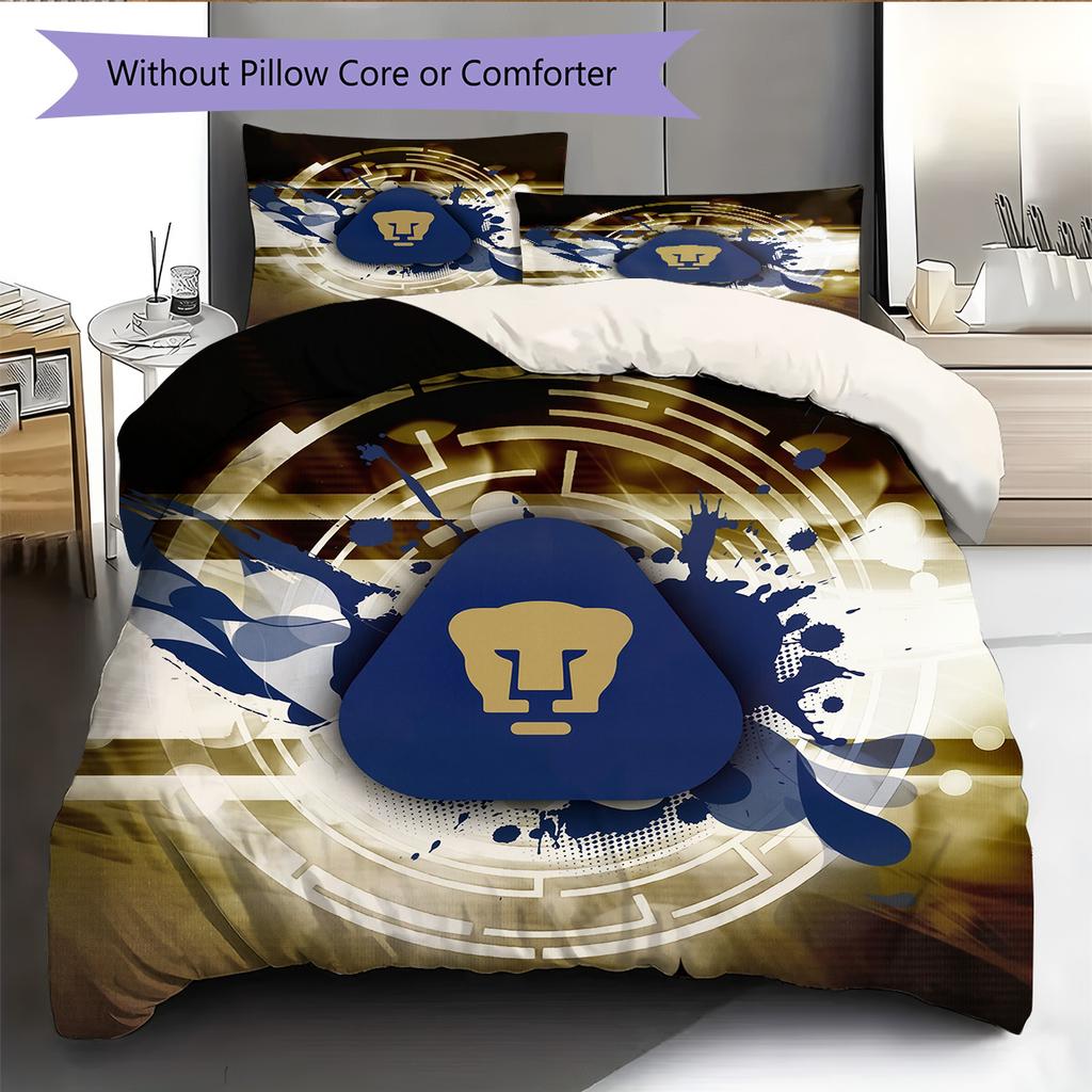 Pumas Football Team Pattern Bedding Quilt Set Home Decoration Gift (1 * duvet cover + 2 * pillowcase without core)