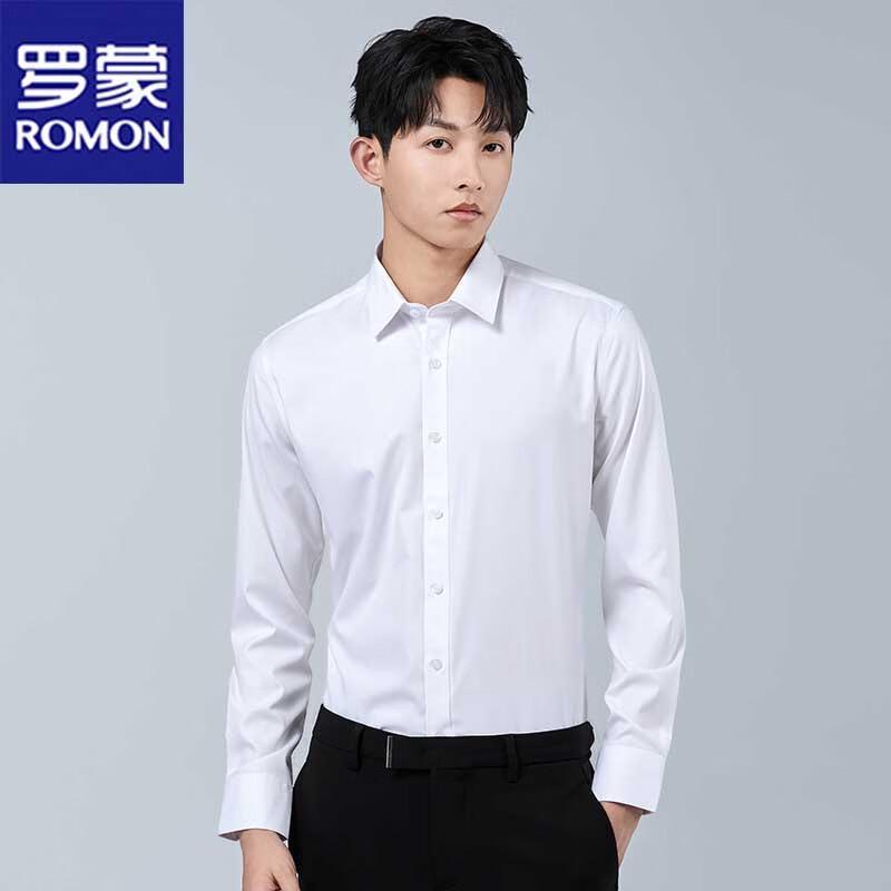 ROMON Men's Business Casual Long Sleeve Shirt
