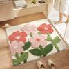 Tufting Square Bathroom Mat Floral Plants Bathmat Living Room Carpet Bedside Rug Soft Bedroom Floor Pad Aesthetic Home Decor