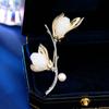 Women's Classic Magnolia Flower Brooch, Luxury Lapel Pin for Coats, Elegant Corsage Accessory Gift