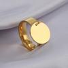 Dreamtimes Fashion Women's Ring Stainless Steel Round Heart Pendant Korean Couple Ring Jewelry Engagement Gift