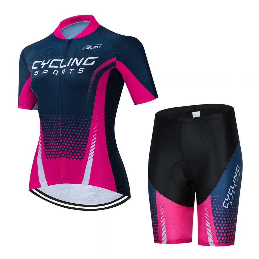Women MTB Bike Jersey Bib Shorts Suits Anti-UV Bicycle Shirts Mountain Road Top Bottom Girls Female Red 2026 Summer Breathable Cycling Suit Set
