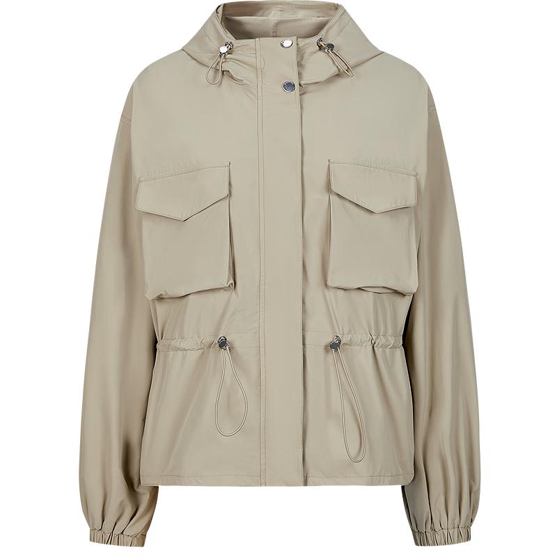 Женский короткий тренч с капюшоном JIUZI ANNACO для улицы L