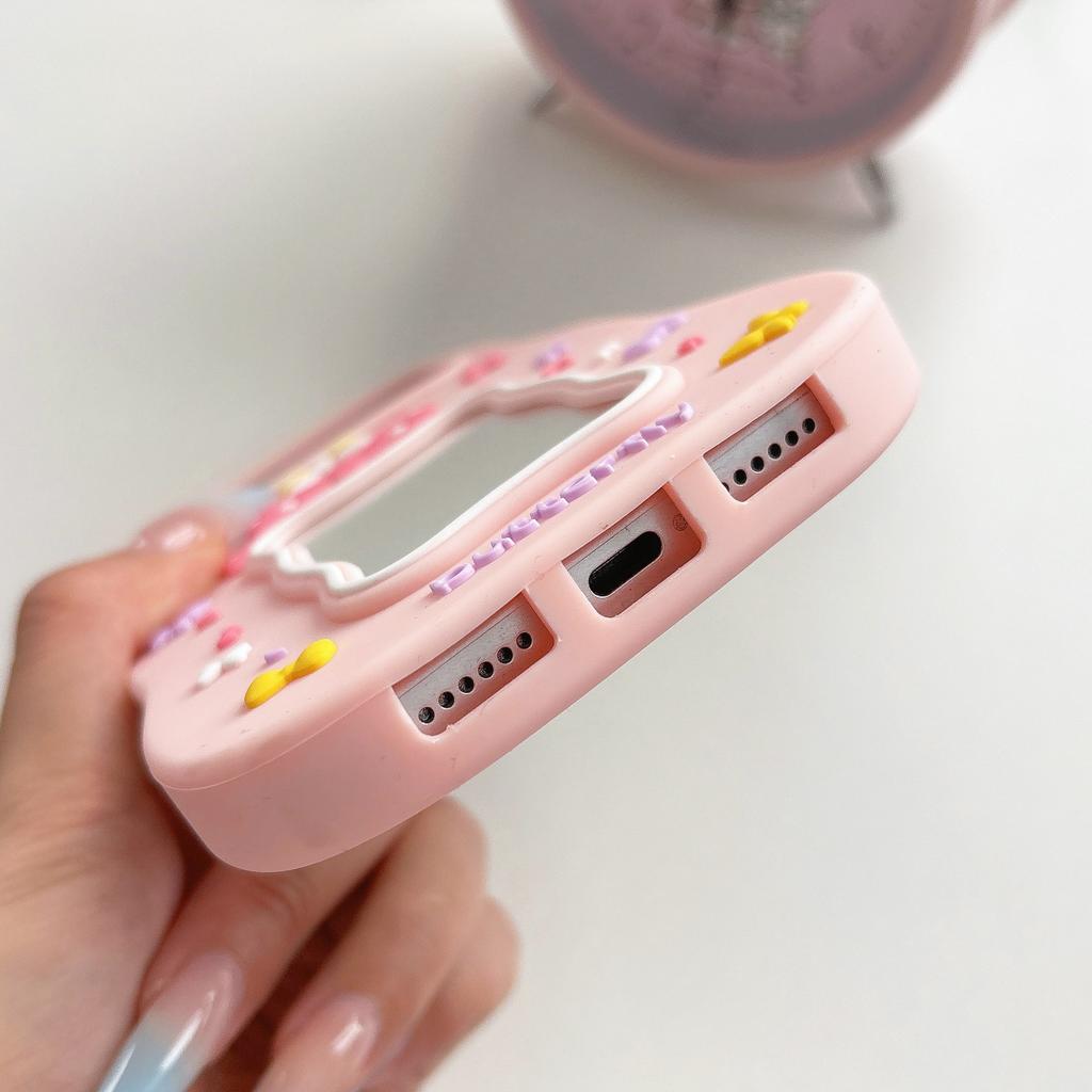 Cute 3D Butterfly Bow Case for iPhone 17 Pro Max 12 13 14 15 16 Plus 16E Soft Silicone Makeup Mirror Cover