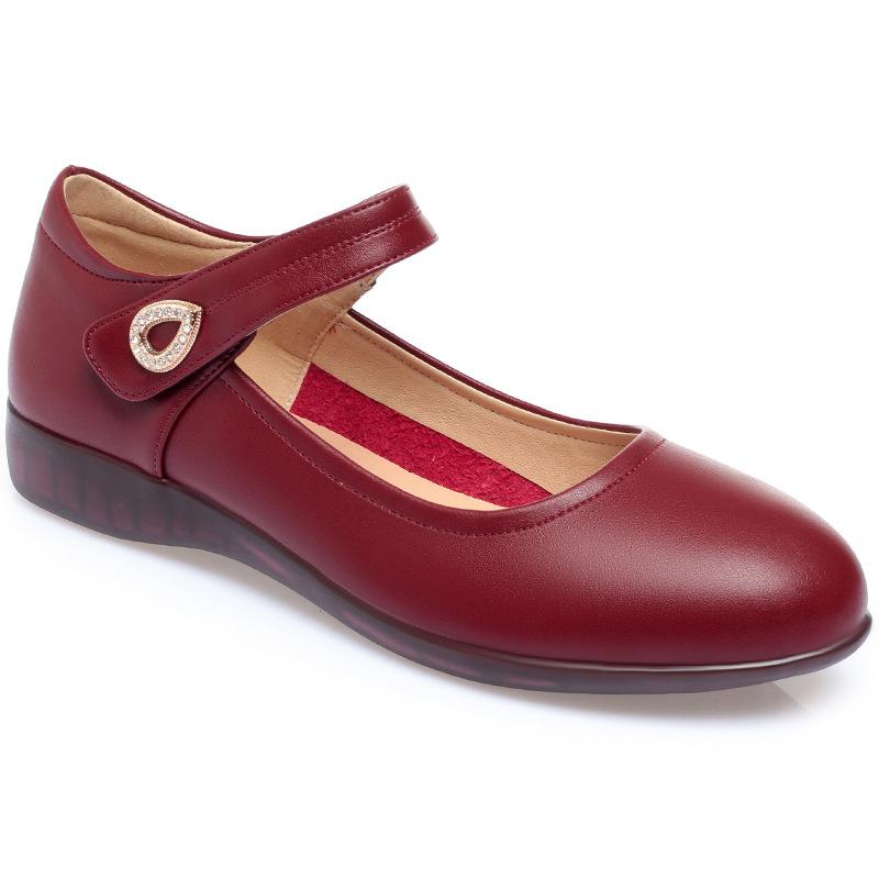 Women Fashion Round Toe Solid  PU Leather Comfort Spring Office Square Heel Pumps Classic Black Soft Bottom Single Shoes
