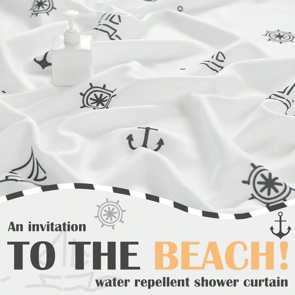 Shower Curtain Nautical For Bathroom  Printed Fabric Shower Curtain Ocean Sailboat Simple Waterproof In Bath Shower Curtains Set