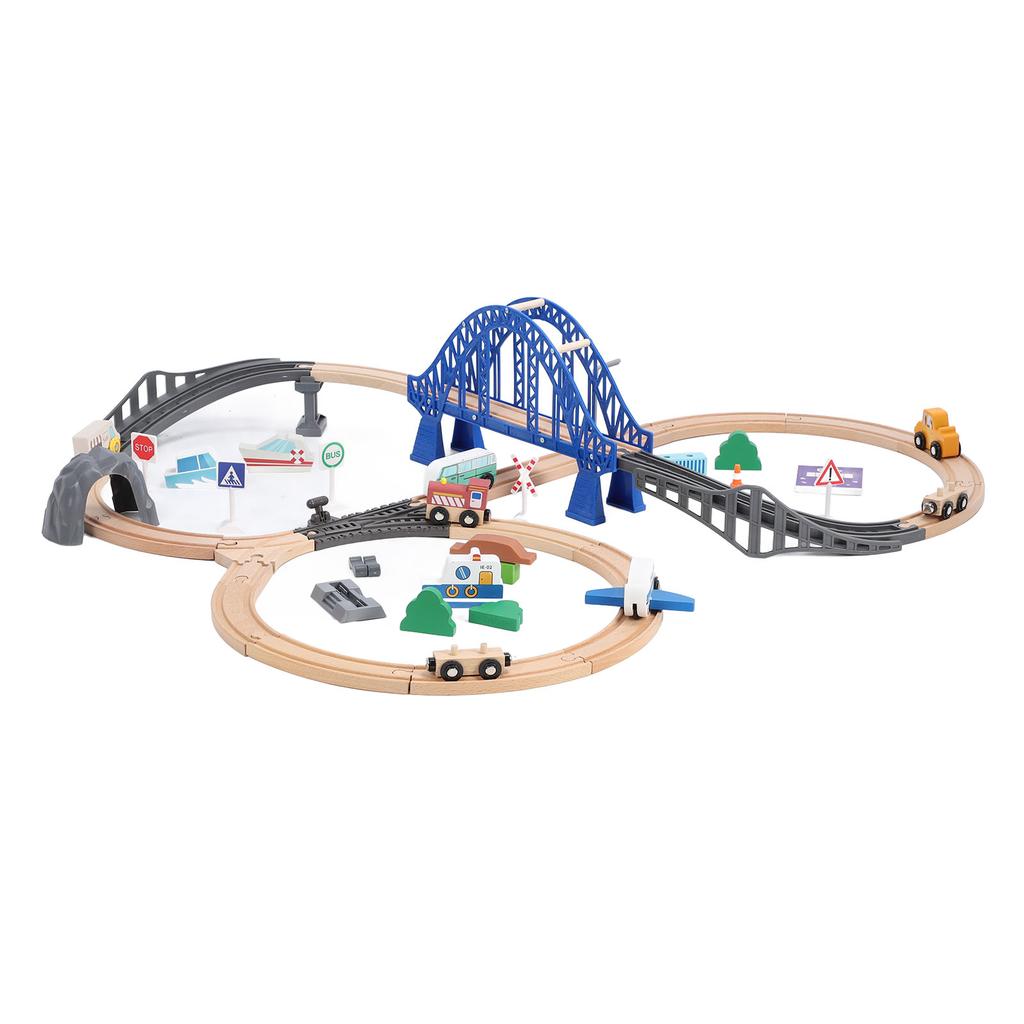 Holzeisenbahn-Set, batteriebetrieben, Montagesatz, Bauspielzeug, Simulationseisenbahn-Spielzeugmodell