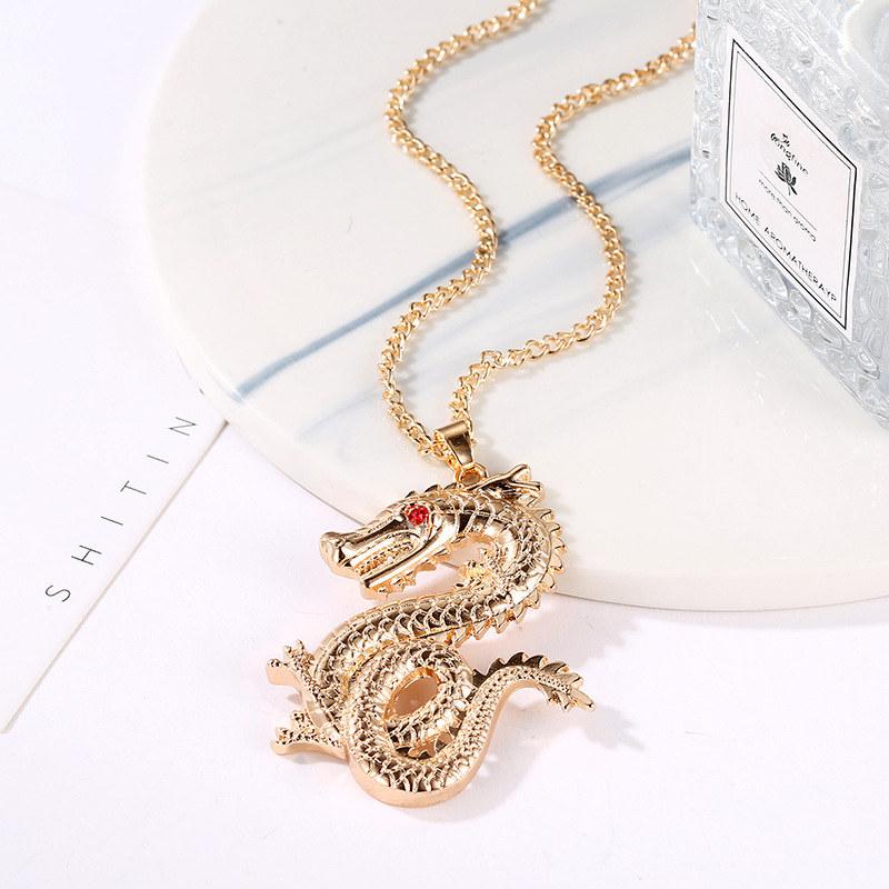Chinese Dragon Pendant Necklace Fashion Design Long Sweater Necklaces Women Gifts Jewelry GZW