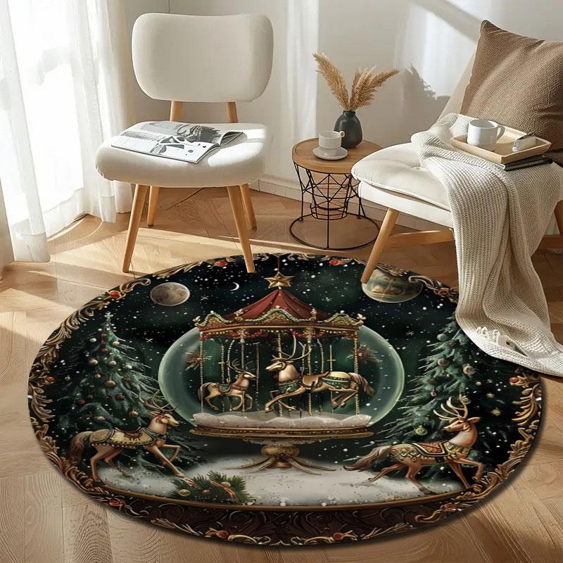Cloud Sky Pattern Round Area Rug, Soft Blue