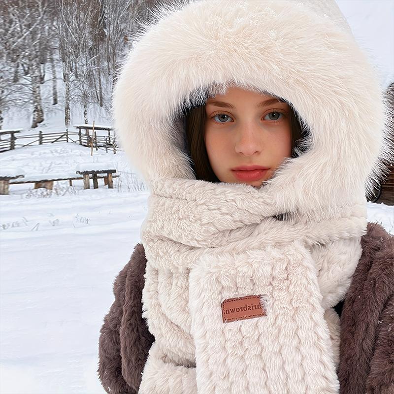 1PC Gloves Elegant Knit Material Warmth Thickened Cute Ear-Protecting Balaclava Hood Scarf Set Multi-Color