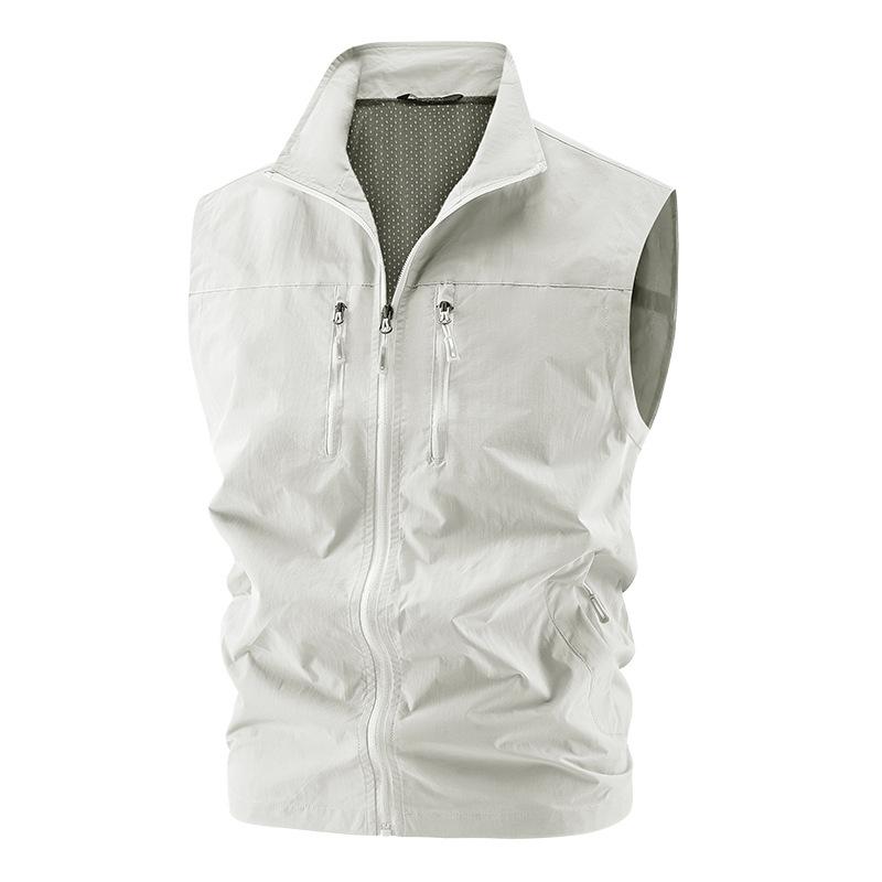 Men's Lightweight Softshell Vest with Zipper Pockets Windproof Sleeveless Jacket for Hiking Golf Outdoor Outwear Windbreaker