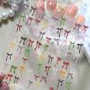 1pc Colorful Bow Ribbon Bowknot Nail Sticker 3D Mini Nail Appliques Adhesive Decal Nail Charms Nail Art Manicure Decorations DIY