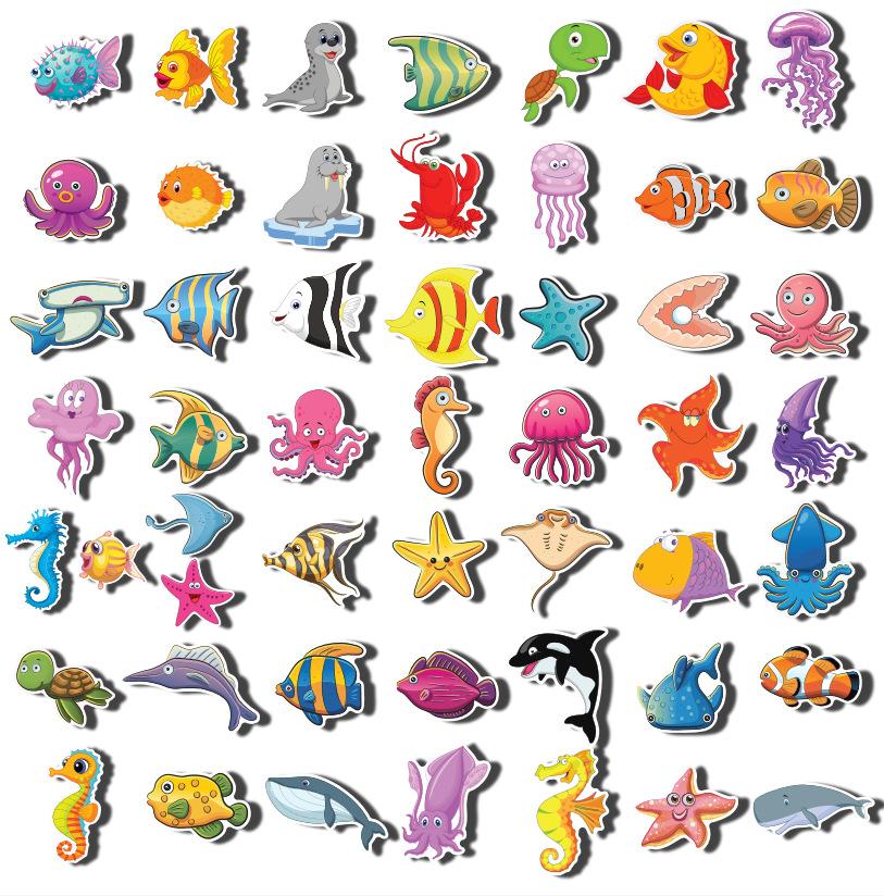 10 30 50Pcs Marine Life Stickers For Suitcase Skateboard Laptop Luggage Phone Car Styling Diy Decal Pegatinas