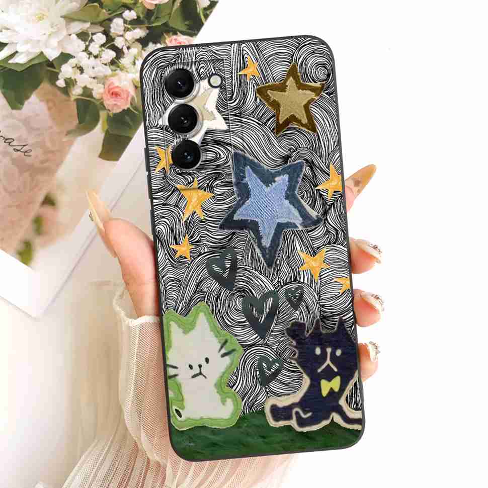For Samsung Galaxy S22 Plus 5G Case Cute Cartoon Cat Flower Soft Back Cover For Samsung S22 Plus S22+ 5G SM-S906B Phone Cases