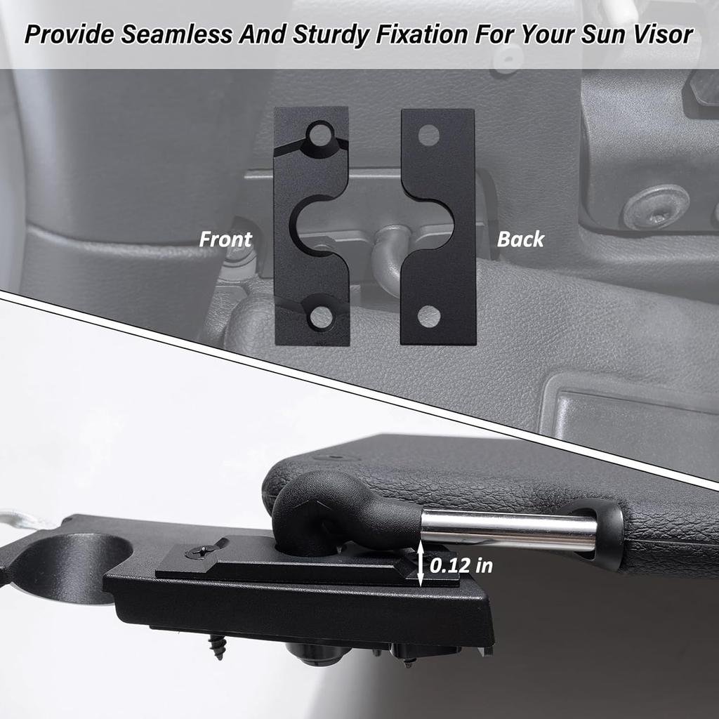 Sun Visor Repair Kit Compatible with 2018 Jeep Wrangler JK/2018- Wrangler JL/- Gladiator JT Interior Accessories Aluminum Alloy Sun Visor Fixing Clip