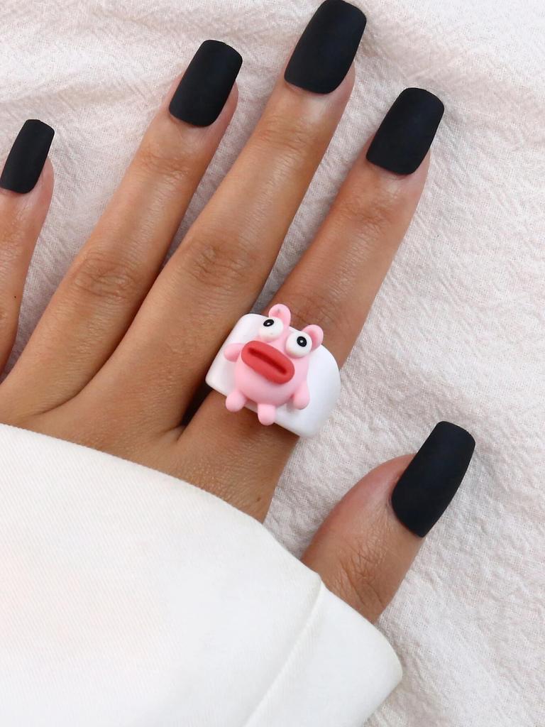 Cartoon Fruit Ring Women Fashion Korean Cute Animal Resin Acrylic Ring Set Christmas Birthday Party Gift Jewelry for Female Girl