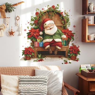 Креативні подарунки сплячого Санта-Клауса, Квіткові прикраси, Вітальня, Спальня, Наклейки на стіни